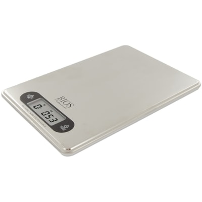 BIOS Medical Slim Portion Control Scale - 9 lb (4082.33 g) / 11.02 lb (5000 g) Maximum Weight Capacity - Silver 2 X AAA BATTERIES INCLUDED 