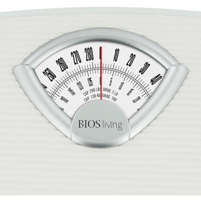 BIOS Living Retro Mechanical Scale - 280 lb (127005.86 g) / 279.99 lb (127000 g) Maximum Weight Capacity - White, Chrome 280 LBS CAPACITY SOLID STEEL CONSTRUCTION