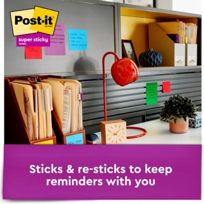 Post-it® Super Sticky Dispenser Notes - Playful Primaries Color Collection - 3" (76.20 mm) Flag/Note Width x 3" (76.20 mm) Flag/Note Length - Square - Candy Apple Red, Blue Paradise, Sunnyside, Lucky Green - Paper - Pop-up, Recyclable - 18 / Pack 90 SHEETS/PAD PLYFUL PRIMRIES 