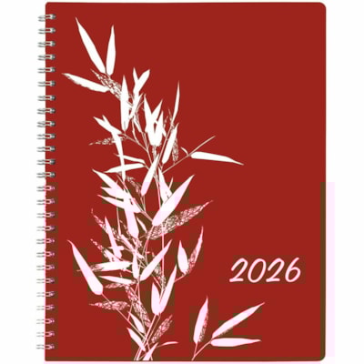 Blueline 2026 Joyful DuraGlobe 14-Month Monthly Planner - December to January - 8-7/8" x 7-1/8" - Red - Bilingual - Monthly - 14 Month - December 2025 to January 2027 - 1 Month Double Page Layout - 7 1/8" (180.98 mm) x 8 7/8" (225.43 mm) Sheet Size - Twin Wire - Red - Bamboo Fiber, Paper - Bilingual  
