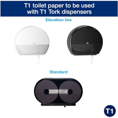 TORK Jumbo Toilet Paper Roll White T1 - 2 Ply - 10" (254 mm) Roll Diameter - 2.34" (59.44 mm) Core - White - Fiber, Paper - 6 Roll 3 5/9" X 1600' WHITE 