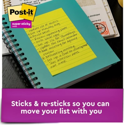 Post-it® Super Sticky Notes - Energy Boost Color Collection - 4" (101.60 mm) Flag/Note Width x 6" (152.40 mm) Flag/Note Length - Rectangle - 45 Sheets per Pad - Vital Orange, Tropical Pink, Blue Paradise, Limeade - Sticky - 24 / Pack 45 SHTS/PAD ENERGY BOOST 