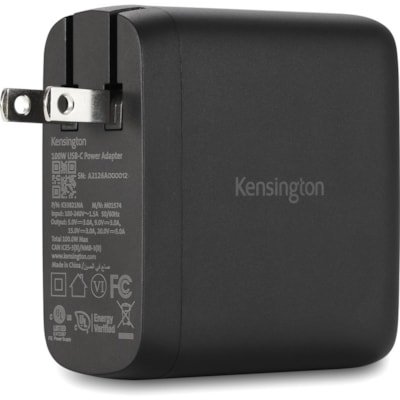 Kensington 100W USB-C GaN Power Adapter - 100 W - Black - 1 100W 