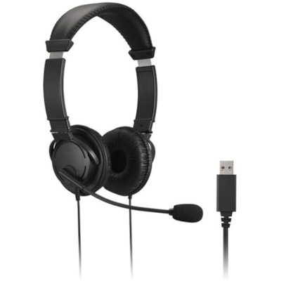 Kensington Classic Headset with Mic and Volume Control - Stereo - Mini-phone (3.5mm) - Wired - Over-the-head - Binaural - Ear-cup - 6 ft (1.83 m) Cable - Noise Cancelling Microphone - Noise Canceling - Black IC AND VOLUME CTRL ROL