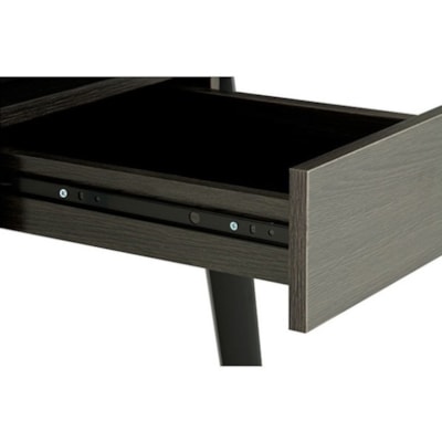 HDL Glass Top Computer Desk - Gray Top - Powder Coated, Black Oak Base - Contemporary Style - 51.3" (1301.75 mm) Table Top Width x 23.8" (603.25 mm) Table Top Depth - 30" (762 mm) Height - Tempered Glass Top Material 51 1/4"W X 25 3/4"D X 30"H BLACK OAK / GREY GLASS