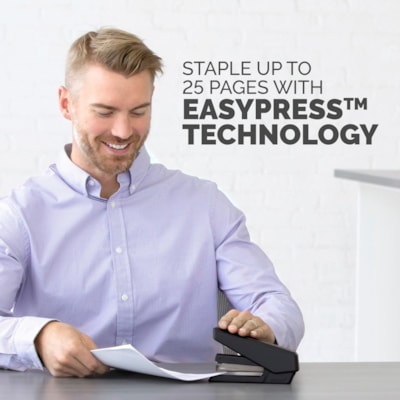 Fellowes LX850 Full Strip EasyPress Stapler - Black - Holds Upto 210 Staple - Full Strip - Black - 1 Each FULL STRIP  EFFORTLESS STAPLER 25 SHEET CAPACITY  BLACK