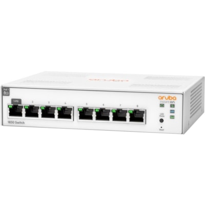 HPE Instant On 1830 8G Switch - 8 Ports - Manageable - Gigabit Ethernet - 10/100/1000Base-T - 2 Layer Supported - 5.90 W Power Consumption - 13 W PoE Budget - Twisted Pair - PoE Ports - Table Top, Wall Mountable, Under Table, Surface Mount, Desktop - Lifetime Limited Warranty  