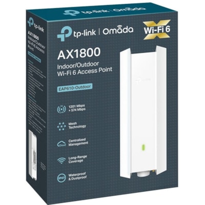 TP-Link EAP610-Outdoor Dual Band IEEE 802.11 a/b/g/n/ac/ax 1.80 Gbit/s Wireless Access Point - Outdoor - 2.40 GHz, 5 GHz - External - MIMO Technology - 1 x Network (RJ-45) - Gigabit Ethernet - Pole-mountable, Wall Mountable - IP67  