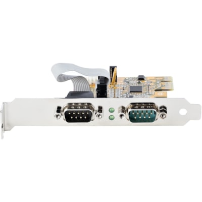 StarTech.com 2-Port PCI Express Serial Card, Dual Port PCIe to RS232 (DB9) Serial Card, 16C1050 UART, COM Retention, Windows & Linux - Connect serial RS232 (DB9) devices, using this PC Serial Card. Supports 16C1050 UART. LED lights to monitor activity on the PCI express DB9 card - The UART PCIe card  CTLR 
