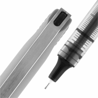 Uni-Ball Vision Needle Rollerball Pen - 0.7 mm (0.03") Fine Needle Pen Point - Black Ink - Pigment-based - Silver Barrel - 1 Each VISION NEEDLE 