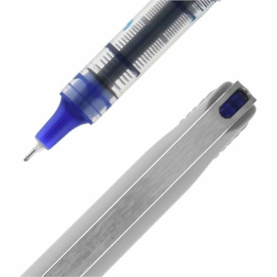 Uni-Ball Vision Needle Rollerball Pen - 0.7 mm (0.03") Fine Needle Pen Point - Blue Ink - Liquid - Silver, Gray Barrel - 1 / Each VISION NEEDLE 
