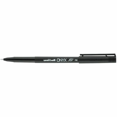 Uni-Ball Onyx, Rollerball Pen - 0.5 mm (0.02") Fine Conical, Micro Pen Point - Black Ink - Liquid - Matte Black Barrel - Metal Tip - 12 / Box MICRO .5MM LINE BLK PLASTIC BARREL& CAP DISPOSABLE SANFORD