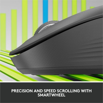 Logitech Signature M550 Mouse - Optical - Wireless - 32.81 ft (10000 mm) - Bluetooth - Graphite - USB - 4000 dpi - Scroll Wheel - 3 Button(s) - 3 Programmable Button(s) - Large Hand/Palm Size - 1 x AA Battery Supported - 1 / Each  