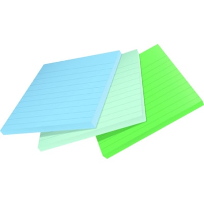 Post-it® - Feuillet adhésif Super Sticky - 210 - largeur de drapeau/note 4 po (101,60 mm) x longueur de drapeau/note 4 po (101,60 mm) - Carré - 70 Feuilles par bloc - Avec ligne - Amovible, Repositionnables, Recyclable - Recyclé - 3 / emballage 4 IN X4 IN  OASIS COLLECTION  3 PADS  70 SHEETS/PAD