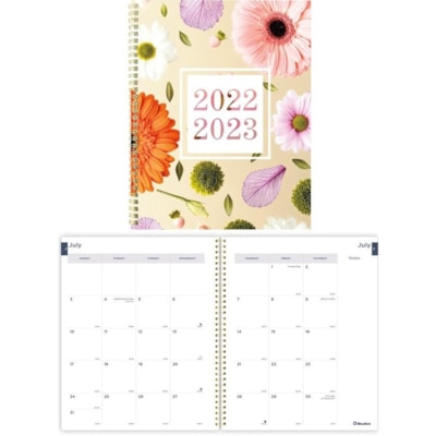 Blueline Academic Monthly Planner Spring 2022-2023 - Gold - Academic - Monthly - 14 Month - July 2022 to August 2023 - 1 Month Double Page Layout - White Sheet - Twin Wire - Desktop, Table - Gold - 11" (279.40 mm) Height x 8.5" (215.90 mm) Width - Daily Block, Telephone Section, Address Section, Dur  