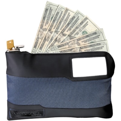 Master Lock Water Resistant Nylon Locking Storage Bag - 8.27" (210 mm) Width x 1.35" (34.29 mm) Depth - Blue - Nylon - Cash, Jewelry, Document, Supplies - 1 Each BLUE  11-1/2"W X 8-3/8"H X 1-3/8"D