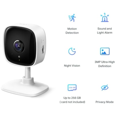 Tapo TAPO C110 3 Megapixel HD Network Camera - 30 ft (9.14 m) Night Vision - H.264 - 2304 x 1296 Fixed Lens - 15 fps - Alexa, Google Assistant Supported  WRLS 