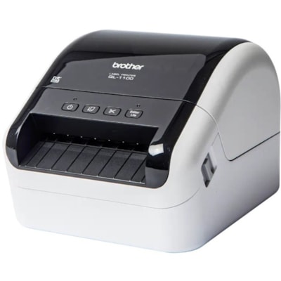 Brother - Imprimante thermique directe QL-1100C Bureau - Monochrome - Impression d'étiquette - USB - largeur d'impression 4 po (101,60 mm) - 1,2 Lignes/sec Mono - 300 dpi - largeur d'étiquette 4,09 po (103,89 mm) x longueur d'étiquette 36 po (914,40 mm) - Pour Mac, PC, Android,  RéSOLUTION JUSQU'à 300X300 PPP RUBANS DK 4 09 PO DE LARGEUR