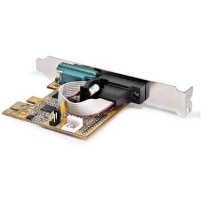 StarTech.com 2-Port PCI Express Serial Card, Dual Port PCIe to RS232 (DB9) Serial Card, 16C1050 UART, COM Retention, Windows & Linux - Connect serial RS232 (DB9) devices with this PC Serial Card. Supports 16C1050 UART - PCI Express serial card with LED activity lights - The UART PCIe supports 5/12V   CTLR 