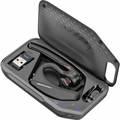 Poly Voyager 5200 USB-A Bluetooth Headset +BT700 dongle - Google Assistant, Siri - Mono - USB Type A - Wired/Wireless - Bluetooth - 98.4 ft (30 m) - 32 Ohm - 100 Hz to 20 kHz - Over-the-ear, Earbud - Monaural - In-ear - Omni-directional, MEMS Technology, Noise Cancelling Microphone - Black  