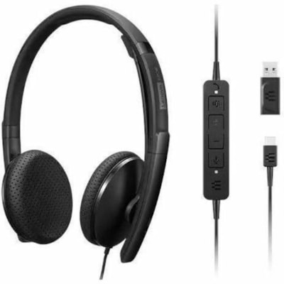 Lenovo Wired VoIP Headset (Teams) - Microsoft Teams Certification - Stereo - USB Type C - Wired - 2.2 Kilo Ohm - 20 Hz to 20 kHz - Over-the-head - Binaural - Ear-cup - 5.9 ft Cable - Noise Cancelling Microphone - Black  ACCS 