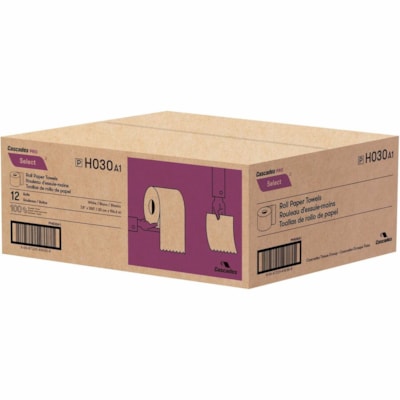 Cascades PRO - Essuie-tout en rouleau - 1 Pli - largeur de 7,87 po (199,90 mm) - diamètre du rouleau 5,30 po (134,62 mm) - 1,88 po (47,63 mm) Matériau - Blanc - 12 / emballage  