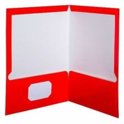 Oxford Straight Tab Cut Letter Portfolio - 8 1/2" (215.90 mm) x 11" (279.40 mm) - 100 Sheets Capacity - 2 Inside Front & Back Pocket(s) - Paperboard - Red - 0% Recycled - 25 / Box GLOSS RED LETTER
