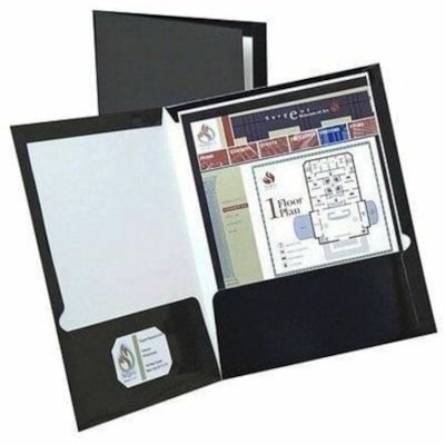 Oxford Letter Portfolio - 8 1/2" (215.90 mm) x 11" (279.40 mm) - 100 Sheets Capacity - 2 Pocket(s) - Paper - Black - 25 / Box LETTER 
