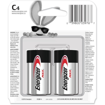 Energizer C Cell Alkaline Battery - For Multipurpose - C - 8350 mAh - 1.5 V DC - 4 / Pack LONG-LIFE "C" ALKALINE 