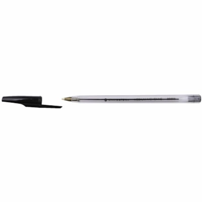 Grand & Toy Premium Ballpoint Pens, Black, Medium, Box of 12 - 0.7 mm (0.03") Medium Round Pen Point - Black Ink - Clear Barrel - 12 / Box PREMIUM TUNGSTEN CARBIDE BALL NON-CLOGGING INK NON-REFILLABL