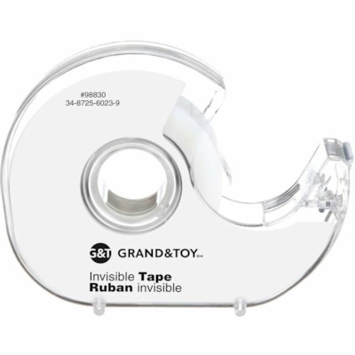 Grand & Toy Invisible Tape with Refillable Dispensers, 19 mm x 22.8 m (3/4" x 900"), 4/PK - 24.9 yd (22.8 m) Length x 0.75" (19 mm) Width - 1" (25.40 mm) Core - Matte - Clear - Dispenser Included - Handheld Dispenser - Tear Resistant, Split Resistant - For Office - 4 / Pack 0.75 INX74.9 FT (19MM X 22.8M) 