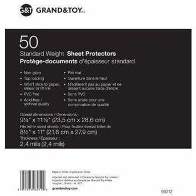 Grand & Toy - Protège-documents antireflets d'épaisseur standard format lettre, emb. de 50 - largeur de 9,2 po (233,7 mm) x longueur de 11,2 po (284,5 mm) x épaisseur de 2,4 mil (0,06 mm) - Feuille Capacité - Pour format lettre 8 po (203,20 mm) x 11 po (279,40 mm) Feuille STANDARD  LETTER  NON GLARE 3 HOLE PUNCHED  TOP LOAD