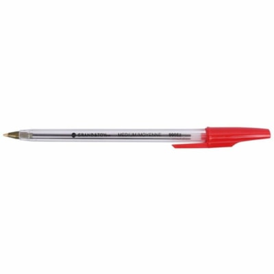 Grand & Toy Premium Ballpoint Pens, Red, Medium, 12/Box - Medium Round Pen Point - Red Ink - Clear Barrel - 12 / Box PREMIUM TUNGSTEN CARBIDE BALL NON-CLOGGING INK NON-REFILLABL