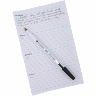 Grand & Toy Premium Ballpoint Stick Pens, Black, Medium, 12 Each/BX - Medium Round Pen Point - Black Ink - White Barrel - 12 / Box ROUND WHITE BARREL DISPOSABLE 
