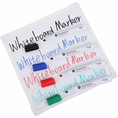 Grand & Toy Low-Odour Dry-Erase Markers, Assorted Colours, Bullet, 4/PK - Bullet Marker Point - Erasable - Assorted, Black, Green, Blue, Red Ink - White Barrel - 4 / Pack POINTE 4/PK RED BLK GRN & BLUE TEMPORARY SUB ITA01019