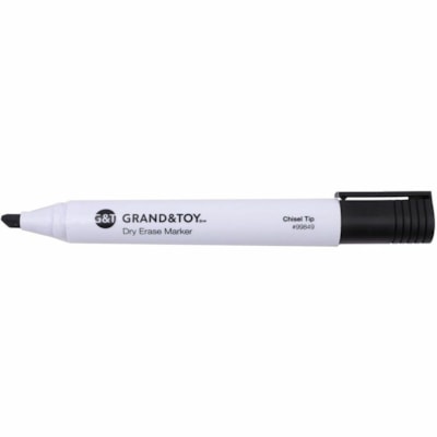 Grand & Toy Low-Odour Dry-Erase Markers, Black, Chisel, Pack of 4 - Chisel Marker Point - Erasable - Black Ink - White Barrel - 4 / Pack TIP 4/PK BLACK 