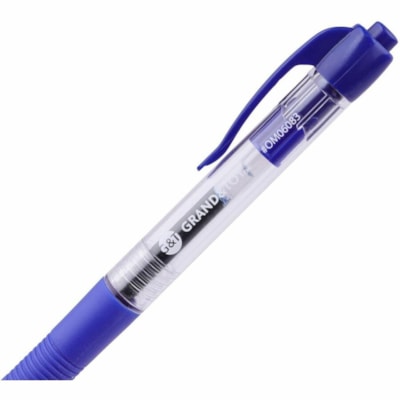 Grand & Toy Retractable Gel Pens, Blue, Medium, 0.7 mm, Box of 12 - 0.7 mm (0.03") Medium Pen Point - Retractable - Blue Ink - Gel-based - Clear Barrel - 12 / Box REPLACED 99351 