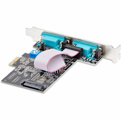 StarTech.com 2-Port Serial PCIe Card, Dual-Port RS232/RS422/RS485 Card, 16C1050 UART, ESD Protection, Windows/Linux, TAA-Compliant - 2-Port PCIe Serial Card features on-board DIP switches allowing each DB9 port to operate in RS-232/RS-422/RS-485 independently; Jumpers provide the option of 12V/5V/RI  CTLR 