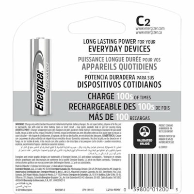 Energizer Recharge Universal Rechargeable C Batteries - For General Purpose - Battery Rechargeable - C - 2500 mAh - 1.2 V DC - 2 / Pack FED GOV'T 