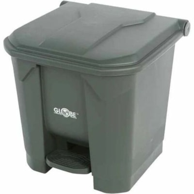 Globe Grey Step On Container - 8 Gallon / Grey - 30.28 L Capacity - Touchless - For Healthcare, Office, Washroom - Easy to Clean, Touchless, Foot Pedal - 16.5" (419.10 mm) Height x 15.7" (398.78 mm) Width x 16.2" (411.48 mm) Depth - Gray Each RESIN STEP-ON