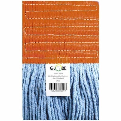 Globe Syn-Pro Synthetic 5 Inch Wide Band Wet Blue Looped End Mop - 20 Oz / Blue - 7" (177.80 mm) Width x 18.50" (469.90 mm) Length - Wide Headband, Looped Ends, Fray Resistant, Tailband, Tangle Resistant, Chemical Resistant, Disinfectant - Synthetic Yarn - Blue - 1.25 lb (566.99 g) - 1 Each LOOPED END  SYNTHETIC  BLUE #REF!