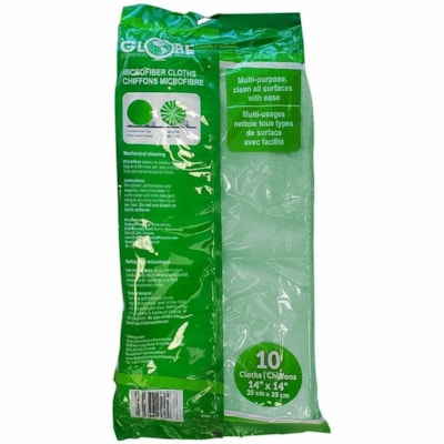 Globe Surface Cleaner - For Hospital, Nursing Home - Cloth - 14" (355.60 mm) Length x 14" (355.60 mm) Width - Disposable, Disinfectant, Launderable, Non-abrasive, Non-scratching, Soft - Green - 10 / Pack WITHSTANDS HUNDREDS OF WASHES GREEN CLEANING -  240GSM
