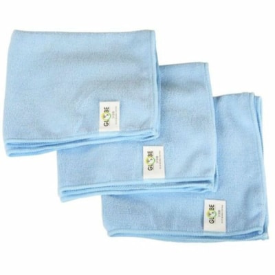 Globe Surface Cleaner - For Hospital, Nursing Home - Cloth - 14" (355.60 mm) Length x 14" (355.60 mm) Width - Disposable, Disinfectant, Launderable, Non-abrasive, Non-scratching, Soft - Blue - 10 / Pack WITHSTANDS HUNDREDS OF WASHES GREEN CLEANING -  240GSM