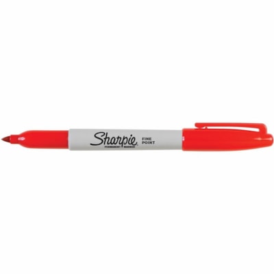 Sharpie Permanent Marker - Bold, Fine Marker Point - Red Ink - 1 Each FINE POINT PERMANENT INK WRITES ON MOST SURFACES