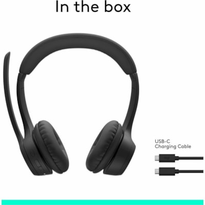 Logitech Zone 300 Headset - Stereo - Wireless - Bluetooth - 98.4 ft - 50 Hz to 20 kHz - Over-the-head - Binaural - Supra-aural - Noise Cancelling Microphone - Black  