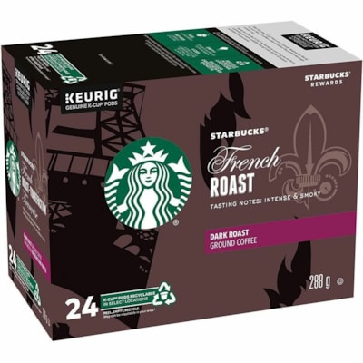 Starbucks - Coupe K, Moulu Café 5000199903 - Compatible avec Cafetière Keurig K-Cup - Américaine - Foncé - Coupe K, Moulu - Rôti français, Classique - 24 / boîte TORRÉF. FRANÇAISE  BOÎTE DE 24 