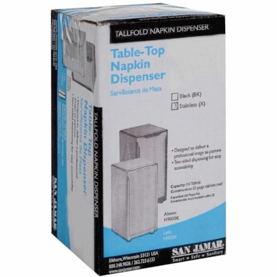 San Jamar Napkin Dispenser - Tall Fold - 150 x Napkin - Stainless Steel - Double-sided TALLFOLD JR. NAPKIN DISPENSER 