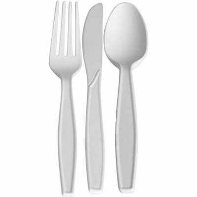 Eco Guardian Cutlery Set - 30 Piece(s) - Cutlery Set - 10 x Spoons - 10 x Forks - 10 x Knives - Breakroom - Disposable - Plant Starch - Natural White - 30 / Pack FORK/SPOON/KNIFEF OFF WHITE 