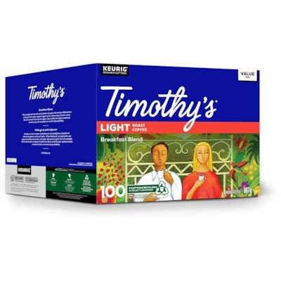 Timothy's K-Cup Breakfast Blend Light Roast Coffee - Light - K-Cup - Breakfast Blend - 100 / Box  