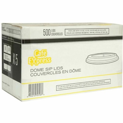 CAFE EXPRESS - Couvercle - Dome - diamètre de 3,50 po (88,90 mm) - Polypropylène - Blanc - 500 / Carton 90MM   500/CASE 